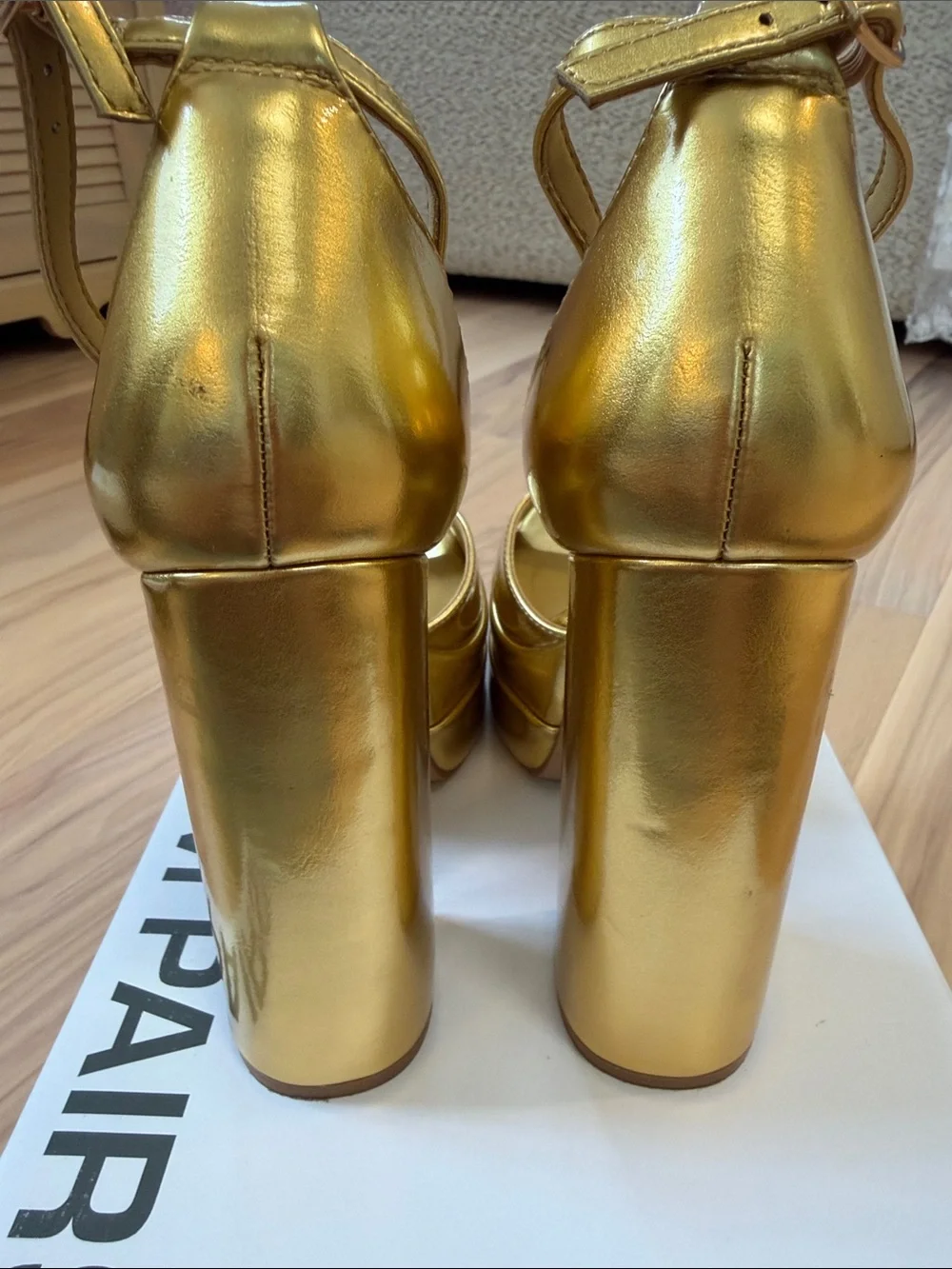 Dream Pairs Metallic Gold Platform Block Heel Sandals